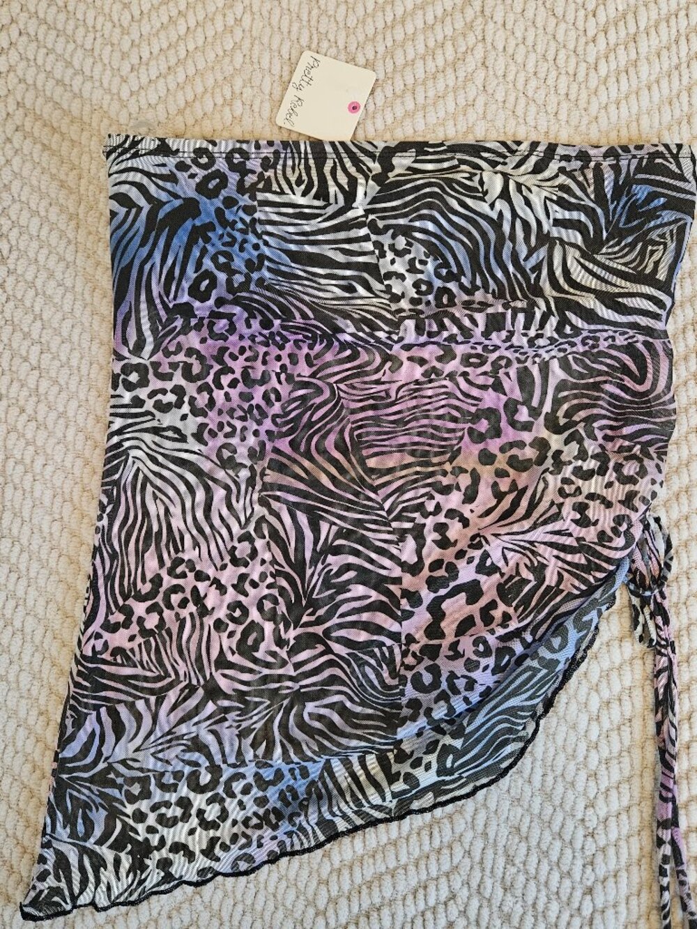 Pretty Rebel Women's Animal Print Mesh Bandeau Top Polyester Size M